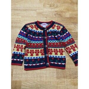 Vintage Warm Heart 2T Flower Cotton Buttondown Cardigan